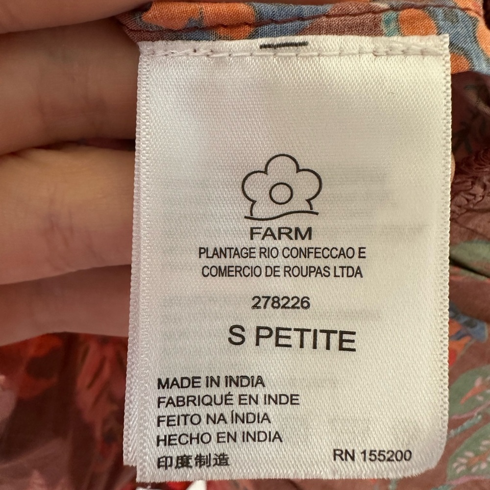 FARM RIO FOR ANTHROPOLOGIE SIZE‎ S SMALL PETITE Button-Front Dress FLORAL BELT - Picture 5 of 7
